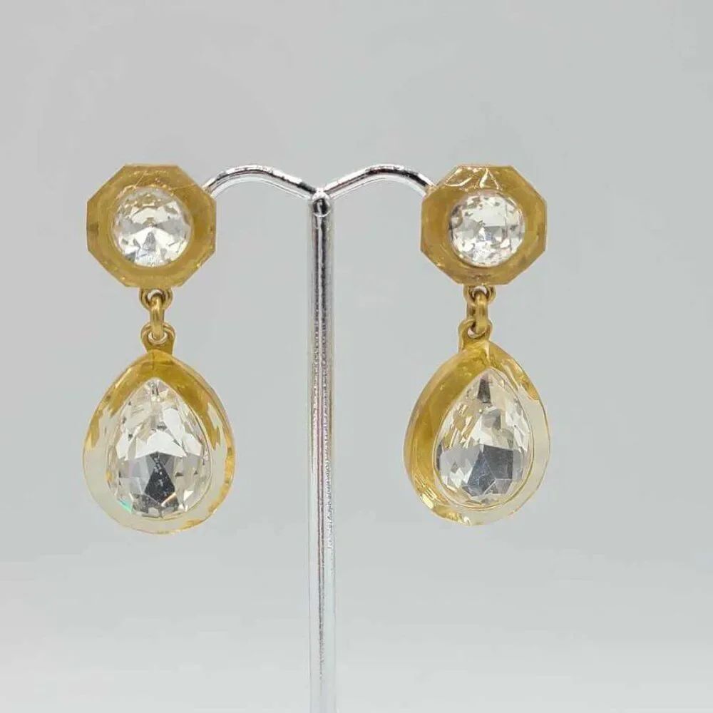 J Crew Clear Crystal Drop Earrings